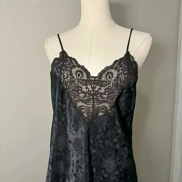 Vintage warners black lace and nylon slip dress 36 - Picture 3 of 5
